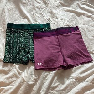 Under Armour Forest Green and Plum Shorts Duo